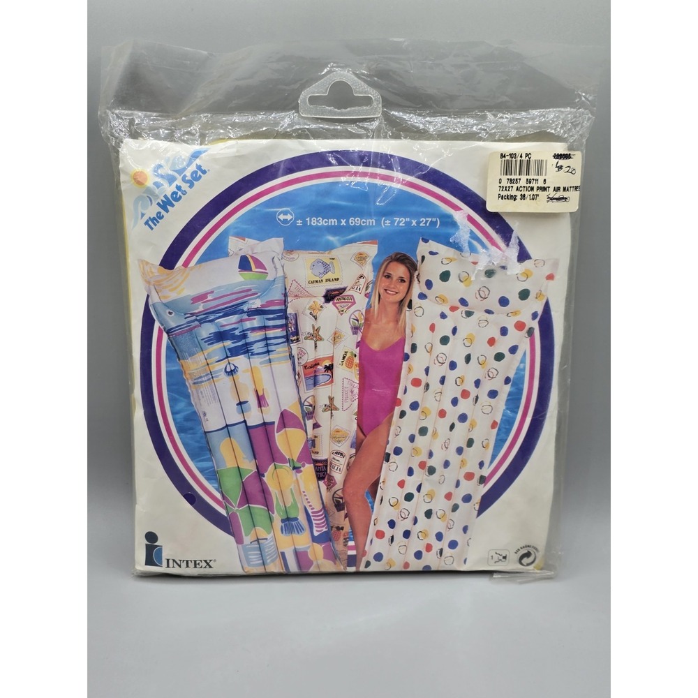 Vtg NEW Intex‎ The Wet Set Action Mat Beach Print Pool Float Style 59711 72"x27"